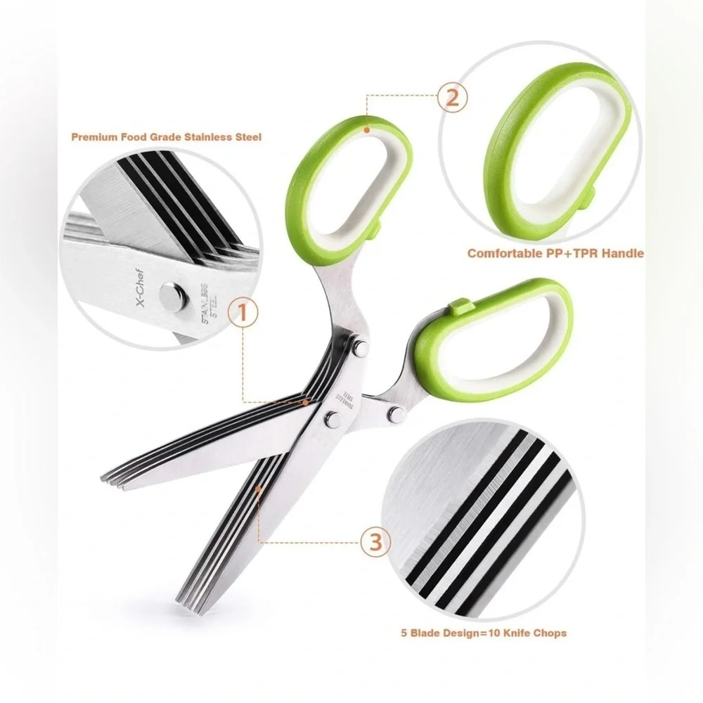 NWOT Kitchen Bundle- 2 Clever Tongs Silicone Spatula Tongs & Herb Scissors